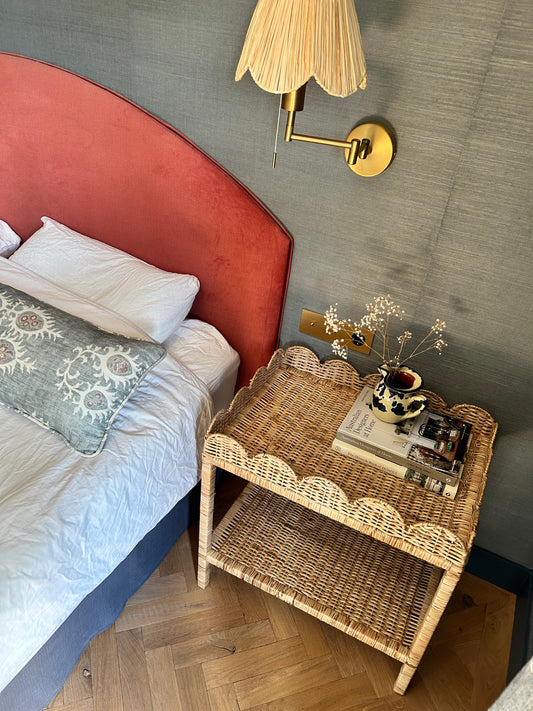 The rattan scalloped side table