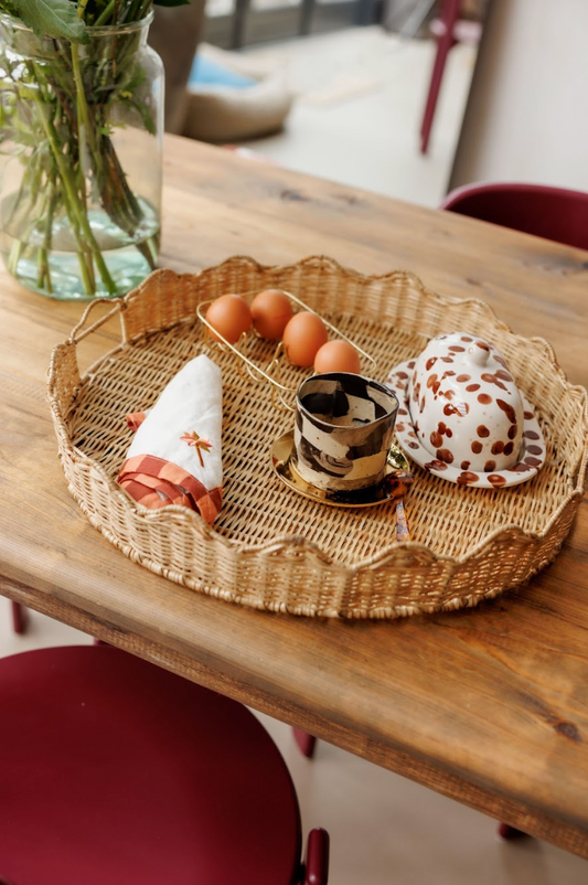 Rattan Collection ~ Round scalloped tray